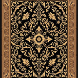 Autumn Harvest Damask with Ornamental Leaf Scrollwork(Black)