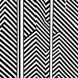 Chevron Zigzag Contemporary Floor with Bold Contrasting Lines(Black)