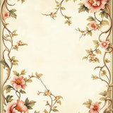 Elegant Scrollwork with Subdued Beige Tones and Garden Detailing(Beige)