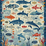 Kids Education Ocean Life Alphabet Number Play Mat(Blue)