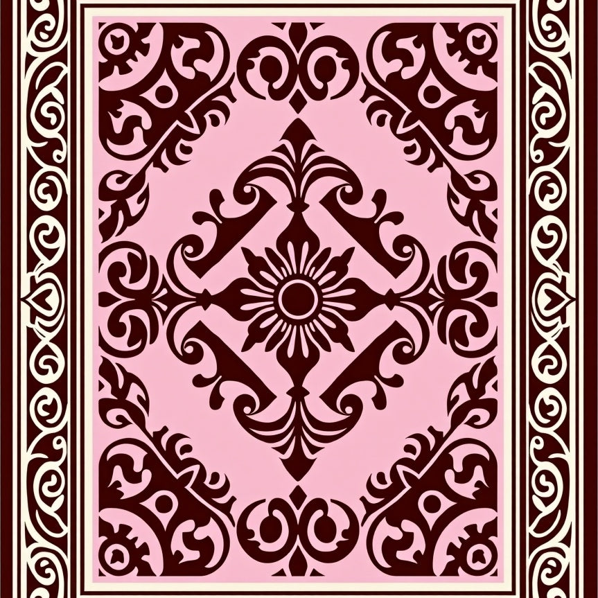 Vintage Damask Scrollwork Traditional Baroque Elegance Ornamental (Pink) - ODIKA