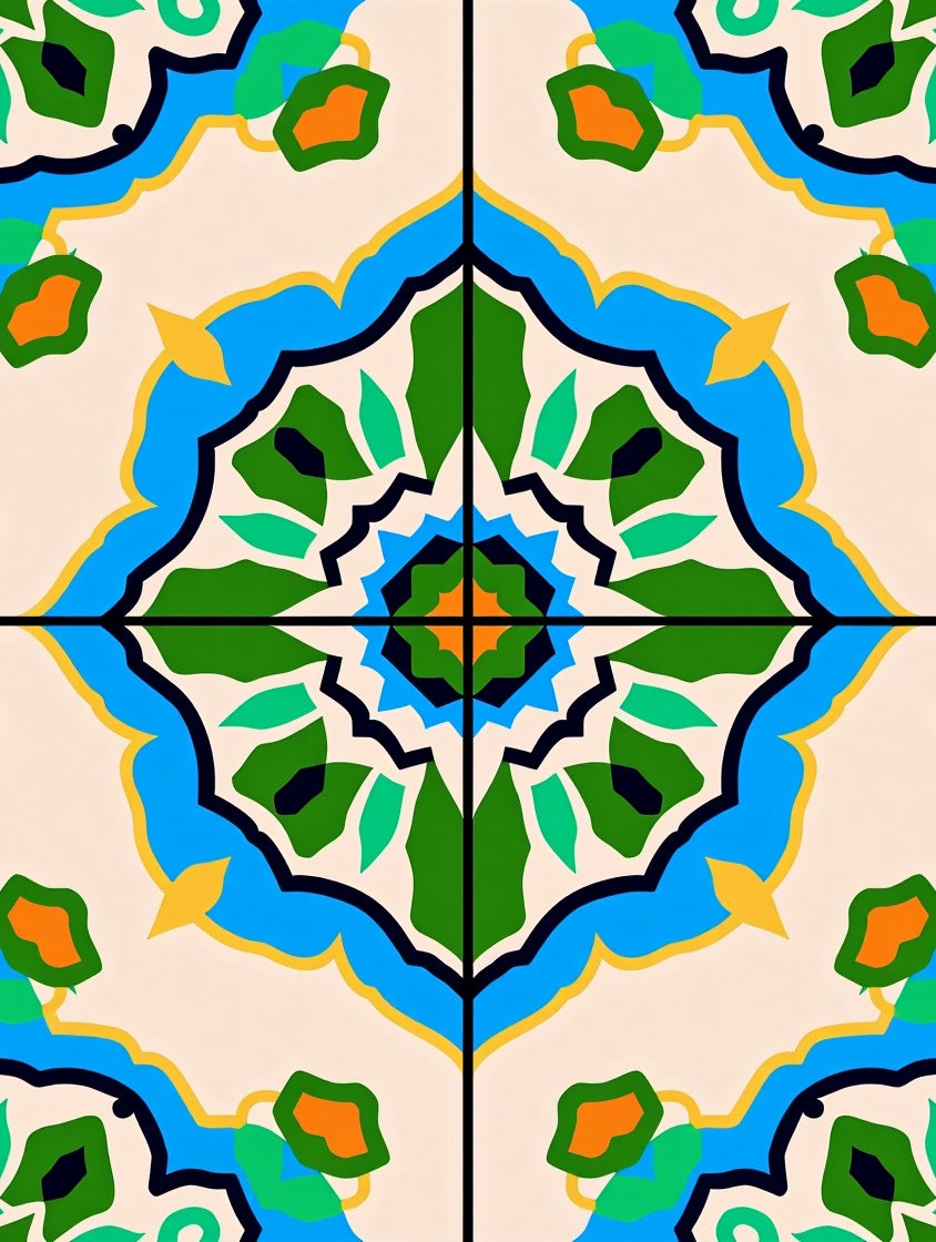 Mosaic Tile Kaleidoscope Foldable Accent (Green) - ODIKA