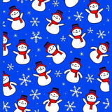 Whimsical Winter Characters with Scattered Frosty Snowflake Motifs(Blue)