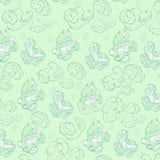 Boho Cloud Swirl Motif with Watercolor Effect (Green)