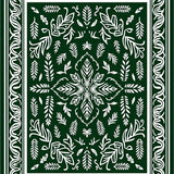 Artisan Snowy Pinecone Mosaic with Whimsical Leaf Motifs(Green)