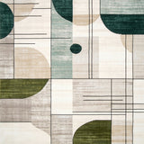 Abstract Geo Patch Low Pile Non Slip(Beige)