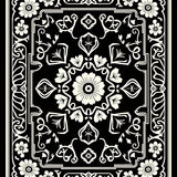 Elegant Floral Medallion with Delicate Vines and Petal Motifs (Black)