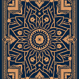 Boho Mosaic Abstract with Interlocking Lattice Filigree (Blue)