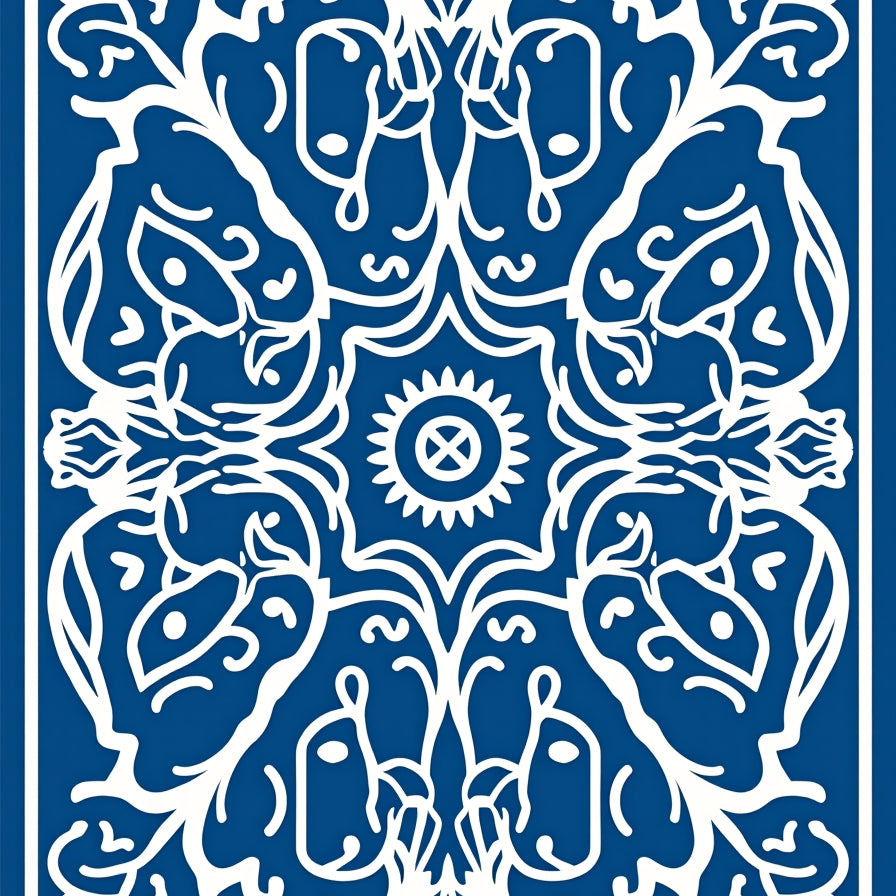 Elegant Swirl Medallion Trellis Abstract Sophisticated Dreamy (Blue) - ODIKA