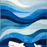 Abstract Ocean Whale Runner Rug(Blue)