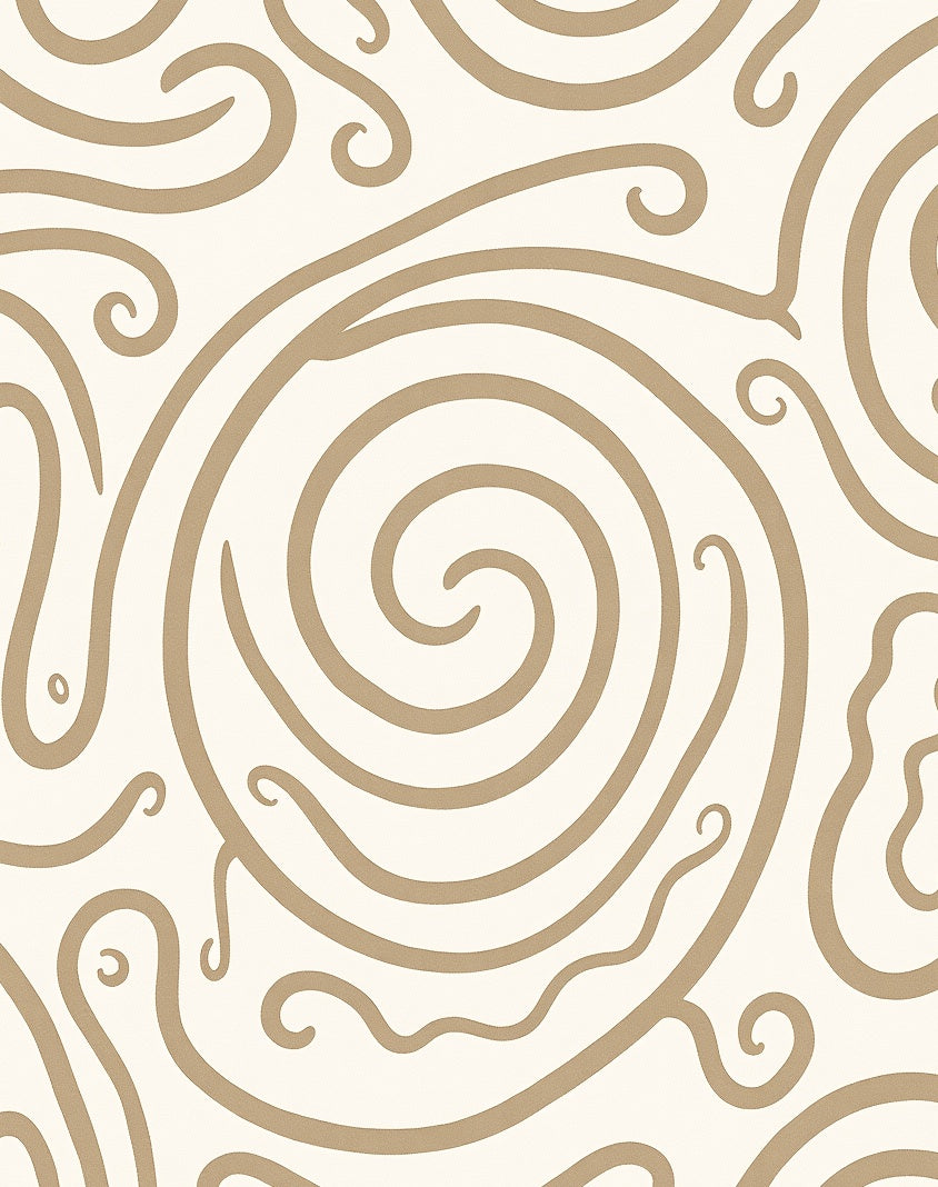 Minimalist Spiral Wave Contemporary Abstract Floor Covering (Beige) - ODIKA