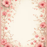 Elegant Floral Beige Area With Vintage Pink Botanical Motifs(Beige)