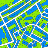 Imaginative Roadway Map with Cartoon Bridges and Scenes (Blue)