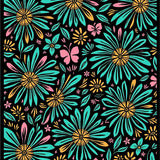 Abstract Petal Cascade with Whimsical Overlay and Boho Flourish (Black)