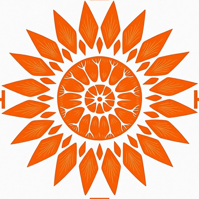 Citrus Bloom Floral Medallion Accent (Orange) - ODIKA
