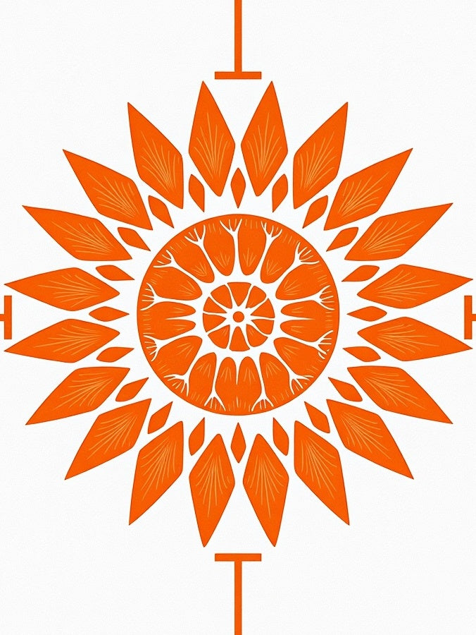 Citrus Bloom Floral Medallion Accent (Orange) - ODIKA