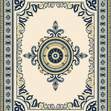 Classic Medallion Motif with Ornate Botanical Accents(Beige)