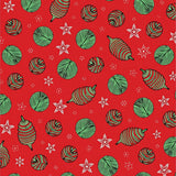 Holiday Pinecone Medley Motif with Frosted Accents(Red)