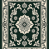 Botanical Medallion Collection with Ornate Scrollwork Flourishes(Green)