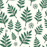 Holiday Evergreen Branch with Snowflake Motifs(Green)