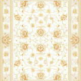 Beige Faux Cashmere Bath Intricate Floral Motifs with Gold Accents(Beige)
