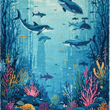 Dolphin and Shark Cartoon(Blue)