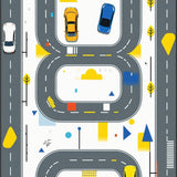 Interactive Kids Play Rug Modern Car Rug for Playroom Fun(Gray)