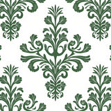 Damask Scrollwork Design with Botanical(Green)