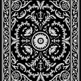 Floral Medallion Scrollwork Enhanced by Ornate Vine Filigree (Black)