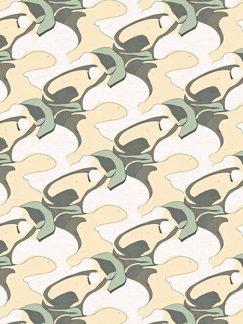 Minimalist Abstract Wave Featuring Fluid Interlocking Lines (Beige) - ODIKA