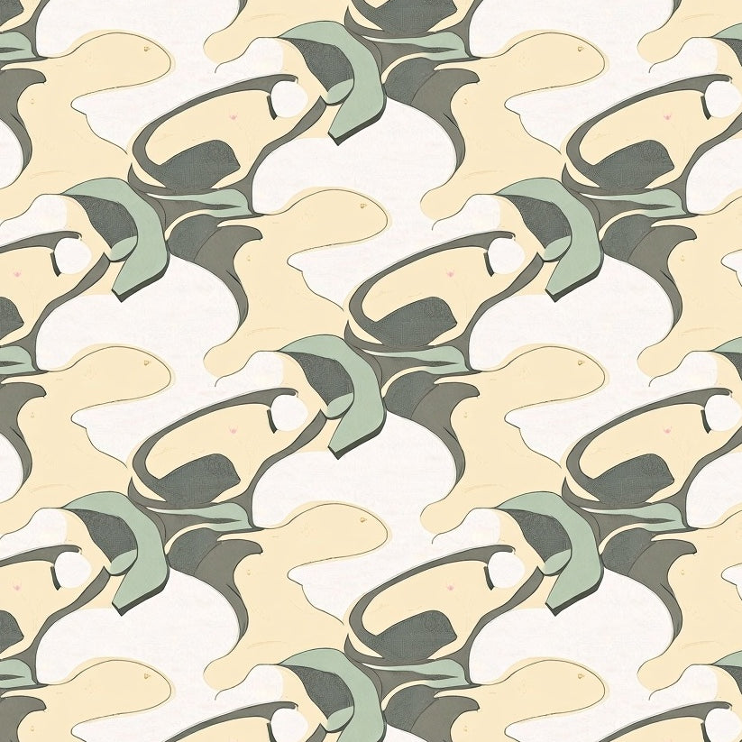 Minimalist Abstract Wave Featuring Fluid Interlocking Lines (Beige) - ODIKA