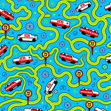 Playful Roadway Adventure Featuring Animated Rescue Vehicles and Trails (Blue)