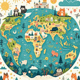 Cartoon Animals and Geographic Icons Round(Blue)