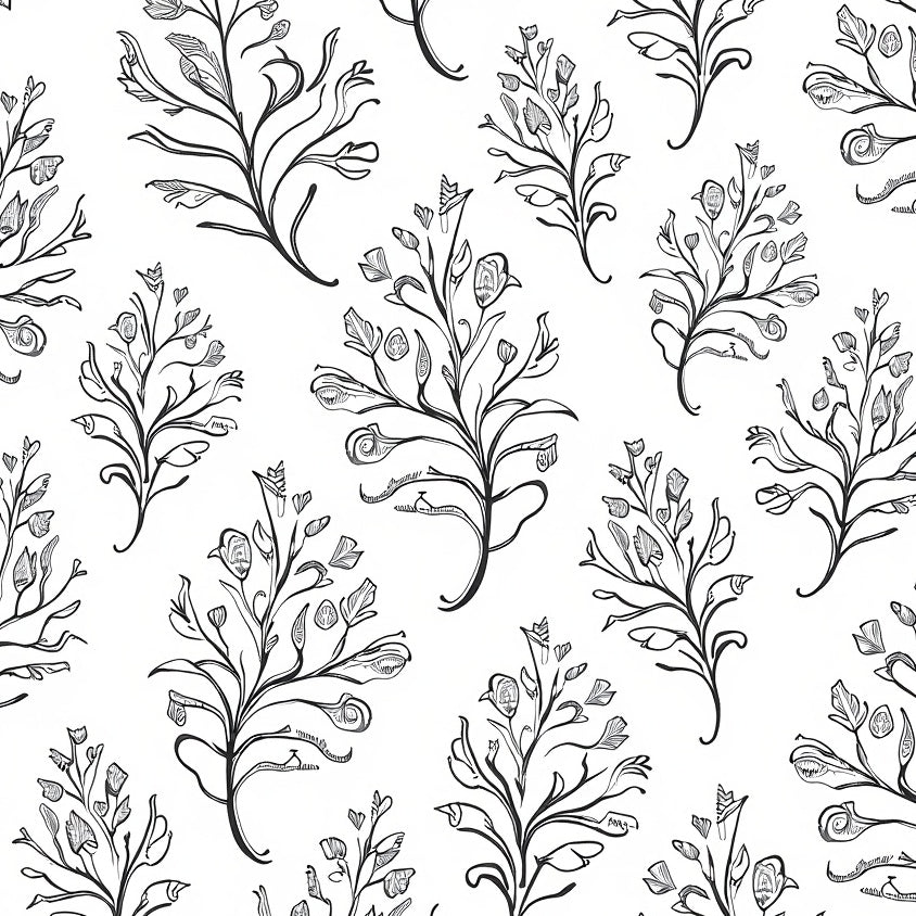 Whimsical Floral Vine Paisley Dainty Embellished Entrance (Black) - ODIKA