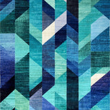 Modern Abstract Teal Geometric Ombre Design(Blue)