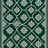 Frosted Lattice Trellis Featuring Interlocking Snowflake Forms(Green)
