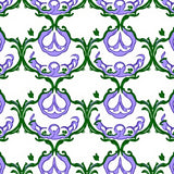 Lavender Waves Interlocking with Delicate Floral Accents(White)