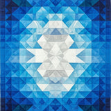 Blue Mosaic Carpet Featuring Intricate Triangular Tessellations(Blue)
