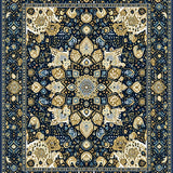 Intricate Design Non Shedding Beige and Gold(Blue)