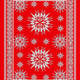 Nordic Starburst Interlocking Holiday Tiling with Whimsical Frosted Motifs(Red)