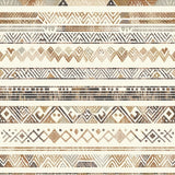 Artisan Inspired Tan Area Rug with Layered Geometric Bands and Boho Line Art(Beige)