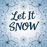 Let It Snow Script with Whimsical Swirl Design(Blue)