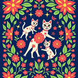 Calavera Whiskers Blossom Festivity Semicircle Doormat(Blue)