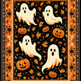 Spooky Enchantment with Whimsical Ghost and Pumpkin(Black)