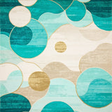 Beach Vibes Rug with Sand Dollar Motif(Teal)