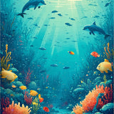 Underwater Adventure Kids Featuring Colorful Sea Creatures Design(Blue)