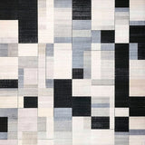 Bold Black & White Blocks Contemporary Patterned Floor Mat(Gray)