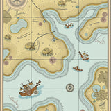 Tropical Seascape Treasure Cove Nautical Adventure Map(Beige)