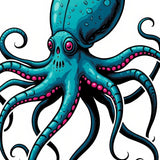 Ancient Undersea Beast Octopus Bones Mythology Art(Blue)