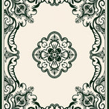 Victorian Medallion Scrollwork Interlocking Floral Motifs(Green)